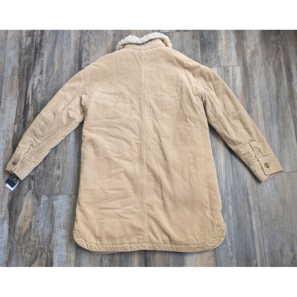 NWT LUCKY BRAND Women’s Tan Corduroy Sherpa Satin Lined Button Down Coat Medium - Picture 7 of 7